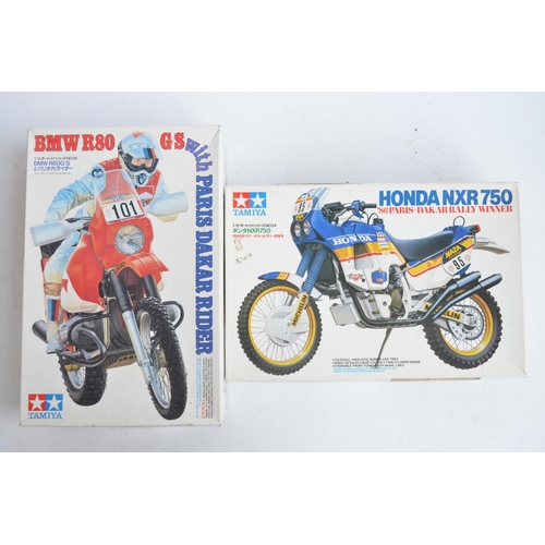 71 - Two 1/12 scale plastic model motorcycle kits from Tamiya to include 14054 Honda NXR750b'86 Paris Dak... 