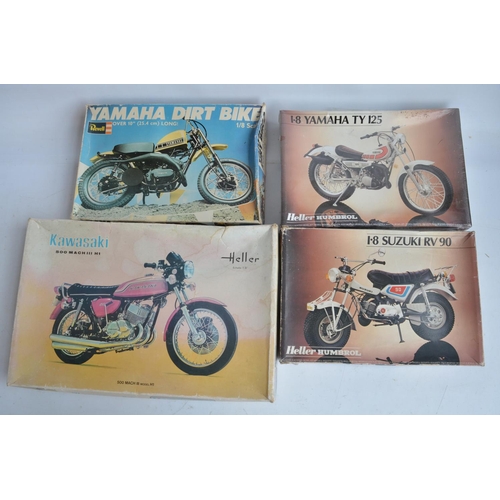 78 - Four unstarted 1/8 scale motorcycle plastic model kits from Heller, Heller/Humbrol and Revell to inc... 