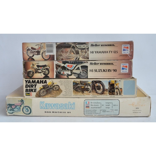 78 - Four unstarted 1/8 scale motorcycle plastic model kits from Heller, Heller/Humbrol and Revell to inc... 