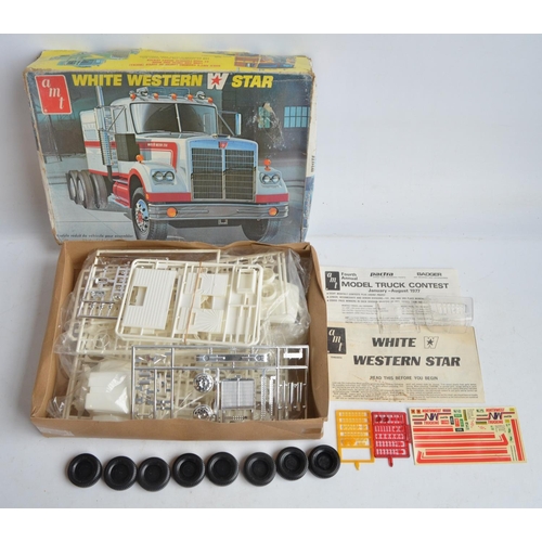 81 - Three unbuilt 1/25 scale plastic model vehicles to include rare and long since discontinued late 70'... 