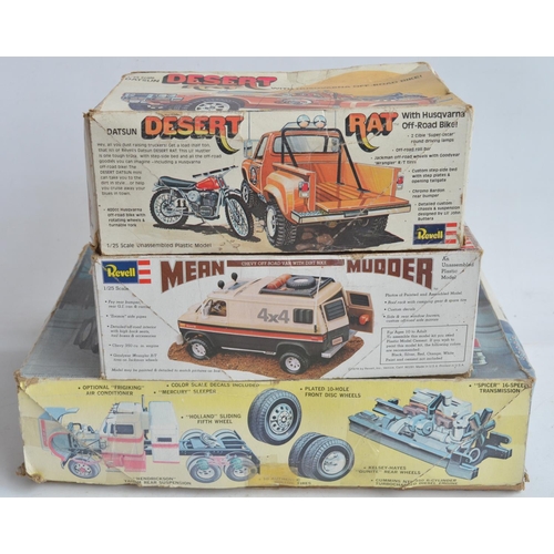 81 - Three unbuilt 1/25 scale plastic model vehicles to include rare and long since discontinued late 70'... 