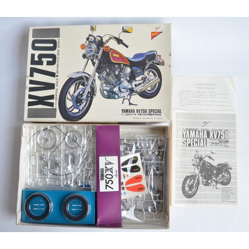 82 - Rare vintage Nichimo 1/10th scale Yamaha XV750 plastic motorcycle model kit, contents complete and a... 