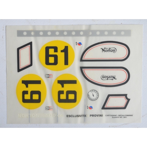 86 - Three 1/9 scale Norton motorbike model kits from Protar to include an unopened 500cc (box good, wrap... 