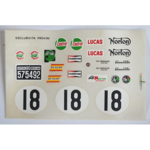 86 - Three 1/9 scale Norton motorbike model kits from Protar to include an unopened 500cc (box good, wrap... 