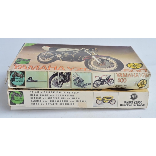 91 - Two unbuilt 1/9 scale Yamaha motorbike plastic model kits from Protar to include a YZ500 Barry Sheen... 