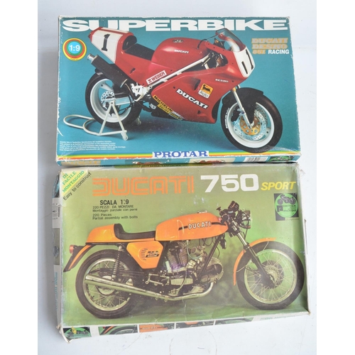 93 - Two unbuilt 1/9 scale Ducati plastic motorbike model kits from Protar to include a 750 Sport and Des... 