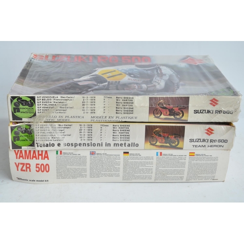 94 - Three unbuilt 1/9 scale plastic motorbike model kits from Protar to include a Suzuki RG500 Marco Luc... 