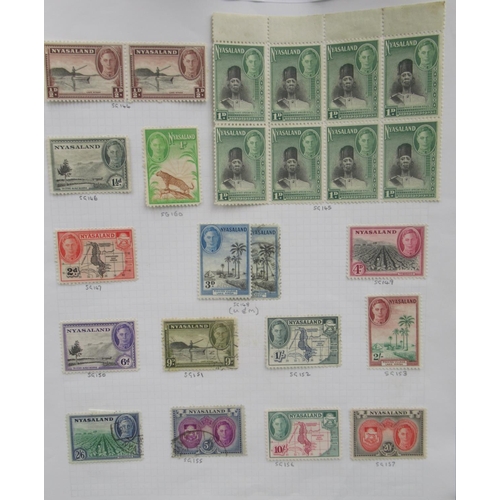 816 - Comprehensive and Impressive Presentation of Nyasaland stamps and covers in 7 folders/albums to inc.... 