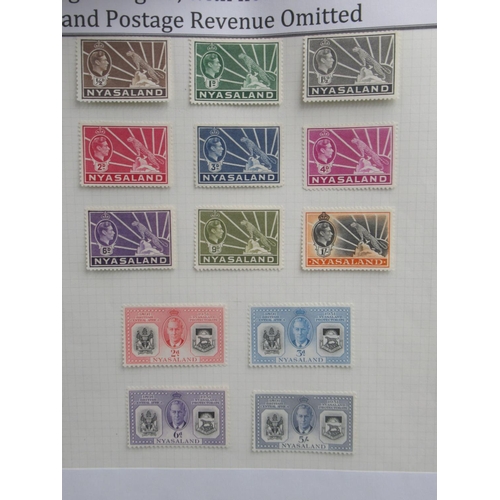 816 - Comprehensive and Impressive Presentation of Nyasaland stamps and covers in 7 folders/albums to inc.... 