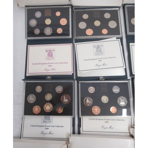 777 - Royal Mint Proof Coin Collection 1983, 1986, 1987(x4), 1988, 1989(x2), 1990(x2) & 1999 Deluxe Proof ... 