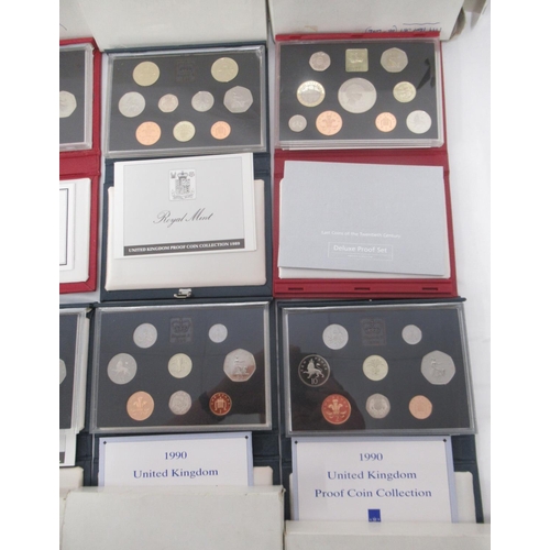 777 - Royal Mint Proof Coin Collection 1983, 1986, 1987(x4), 1988, 1989(x2), 1990(x2) & 1999 Deluxe Proof ... 