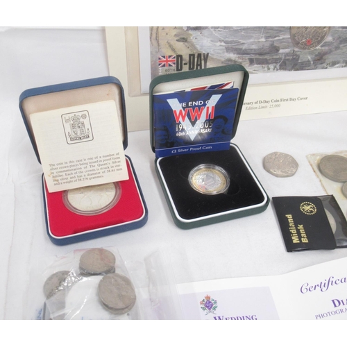 778 - Royal Mint silver proof Queens Silver Jubilee crown, Westminster The 60th Anniversary of D-Day Coin ... 