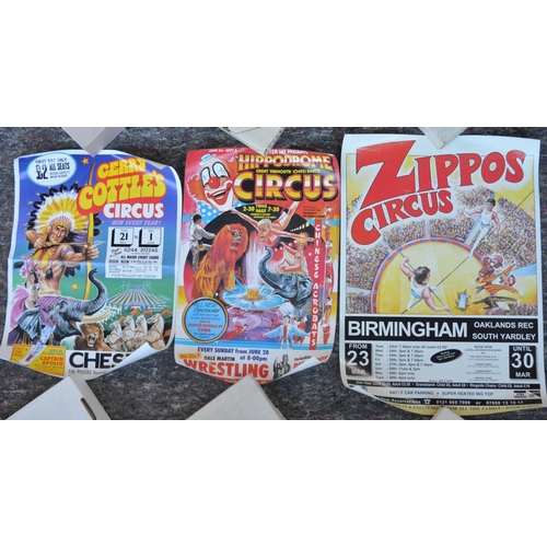 1159 - Collection of circus event advertising posters circa 1970's to 1990's to include Zippos Circus 2x Zi... 