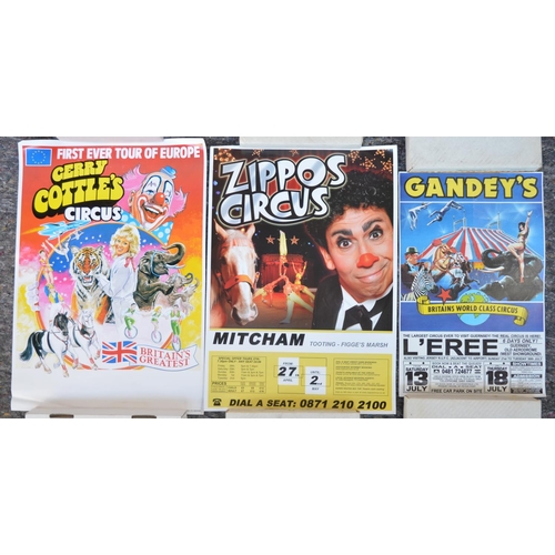 1159 - Collection of circus event advertising posters circa 1970's to 1990's to include Zippos Circus 2x Zi... 