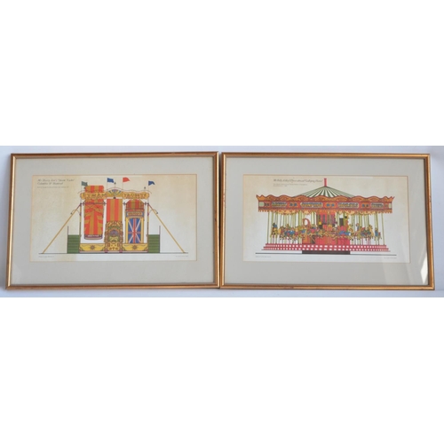 1165 - Two framed prints of fairground architecture by David Braithwaite to include Mr Billy Ashley's Three... 