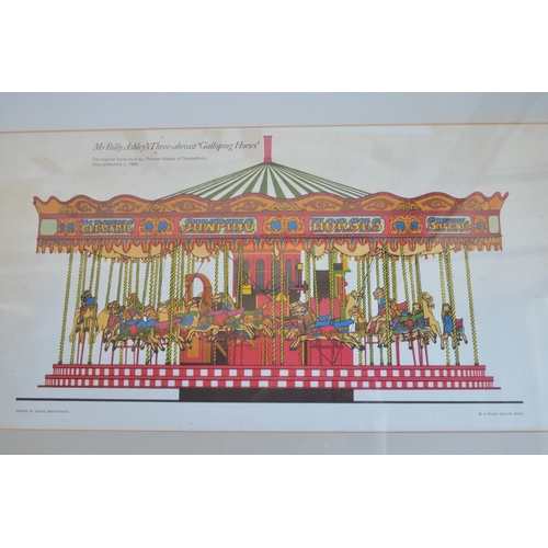 1165 - Two framed prints of fairground architecture by David Braithwaite to include Mr Billy Ashley's Three... 