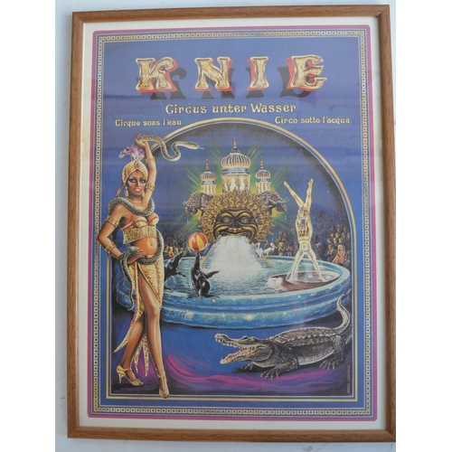 1166 - Collection of framed circus/fairground related prints and pictures to include Knie Circus unter Wass... 