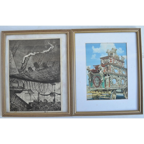 1166 - Collection of framed circus/fairground related prints and pictures to include Knie Circus unter Wass... 