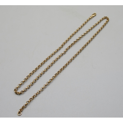 186 - 9ct yellow gold belcher chain necklace, stamped 375, L52.5cm, 10.8g