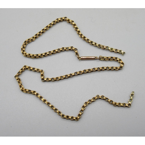 187 - Yellow metal chain with applied 9ct stamp (A/F), 4.7g, and a collection of unmarked yellow metal jew... 