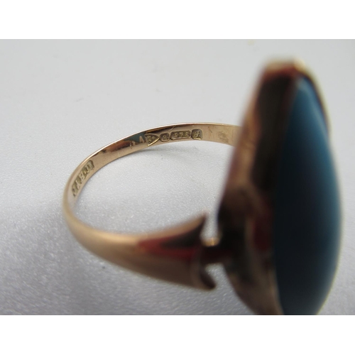 26 - 9ct yellow gold ring set with cabochon turquoise, stamped 375, size P, 2.4g, and a hallmarked Sterli... 