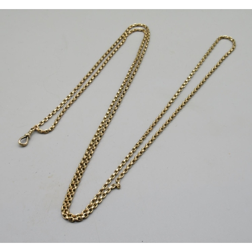 4 - 9ct yellow gold muff chain, stamped 9ct, L82cm, 48.2g