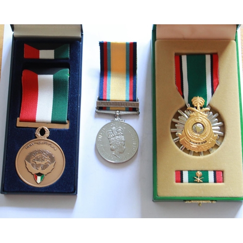 986 - Gulf War Medal. To 24876137 Gunner I.B. Vaughan. Royal Artillery. Saudi Gulf Medal. Kuwait Gulf War ... 