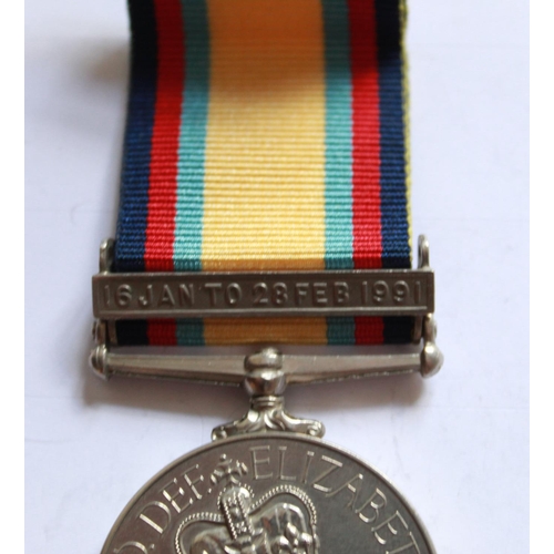 986 - Gulf War Medal. To 24876137 Gunner I.B. Vaughan. Royal Artillery. Saudi Gulf Medal. Kuwait Gulf War ... 