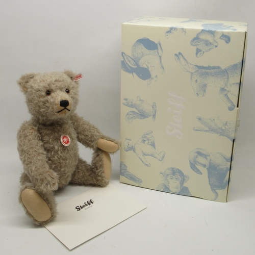 588 - Steiff: 'Teddy Bear Jonathan', grey mohair, limited edition of 1500, H43cm, with box and certificate