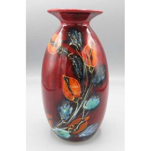 1002 - Anita Harris art pottery, minos vase with floral design, 'Remember Me', H21cm