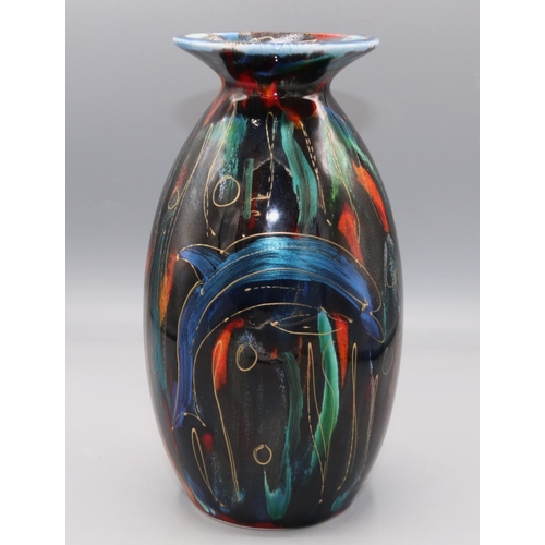 1004 - Anita Harris art pottery, minos vase, 'Leaping Dolphins', H21cm