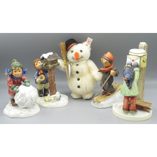 375 - Hummel Goebel/Steiff, 'Frosty friends' mohair Steiff snowman produced collaboration with Geobel, and... 