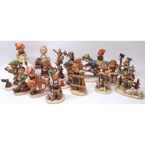 376 - Collection of Hummel Goebel animal and countryside themed figures incl, 'Goose girl', 'Eventide', et... 