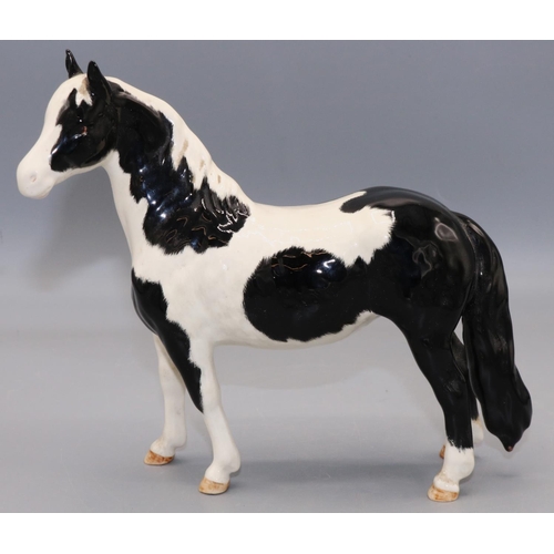 385 - Beswick Piebald Pinto Pony, model no. 1373, black and white gloss, H16.5cm