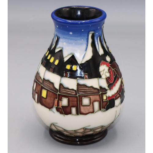 547 - Moorcroft Pottery: 'Christmas in the Pots' vase designed by Vicky Lovatt, Father Christmas on snow c... 