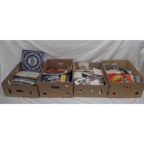 1174 - Large mixed collection of British circus programmes, postcards, brochures, magazines, etc. in 4 boxe... 