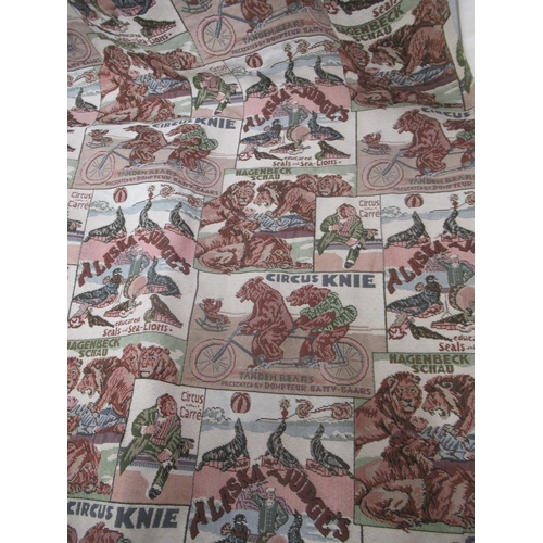 1177 - Pair of circus design curtains, 117cm x 130cm