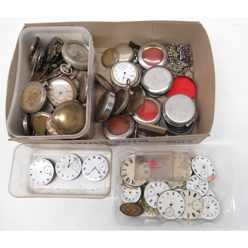 148 - Pocket watch movements, cases, pocket watch protective cases, alberts, other pocket watch related pa... 