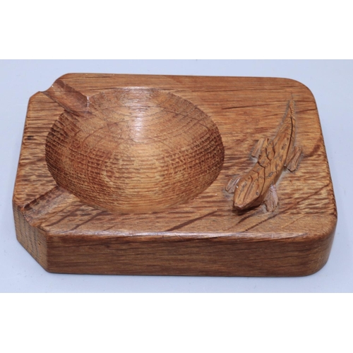 161 - Derek Lizardman Slater of Crayke, an oak rectangular ashtray with signature lizard, L10.7cm