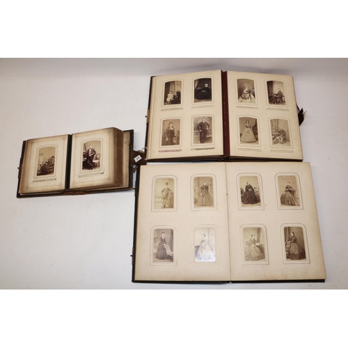 260 - Collection of three Victorian carte de visite photograph albums, various studios