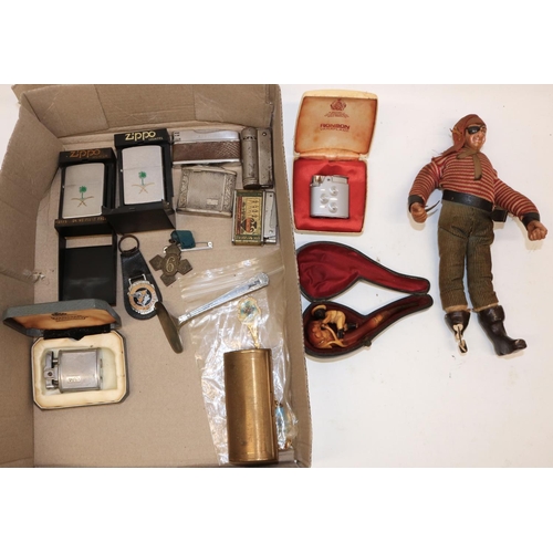 328 - Various collectables, incl. a 19th century figural Meershaum pipe, Shallowpool type pirate doll, Ron... 