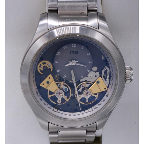 339 - Storm London, 2012 Excalibur limited edition stainless steel automatic wristwatch, signed skeletonis... 