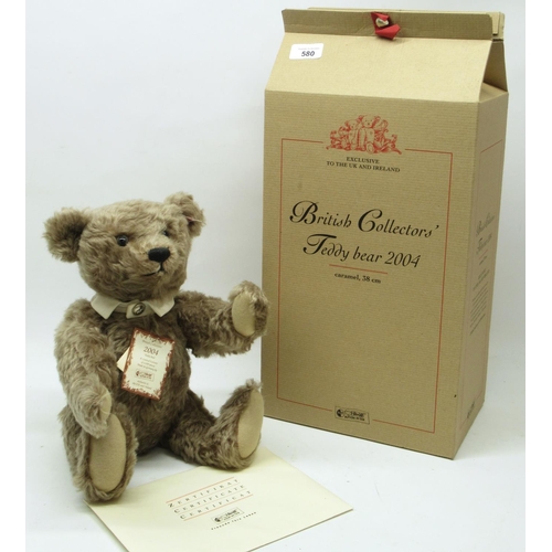 580 - Steiff: 'British Collectors' Teddy Bear 2004', limited edition of 4000, caramel mohair, H38cm, with ... 