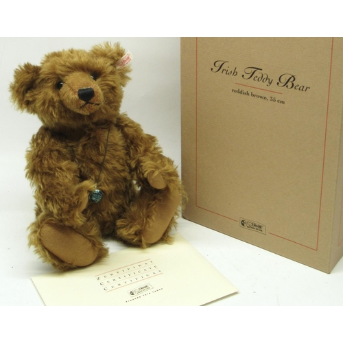 581 - Steiff: 'Irish Teddy Bear', limited edition of 2000, brown mohair, H35cm, with box and certificate