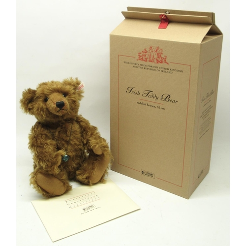 581 - Steiff: 'Irish Teddy Bear', limited edition of 2000, brown mohair, H35cm, with box and certificate