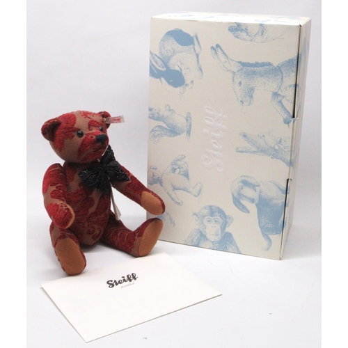 582 - Steiff: 'Viktoria Teddy Bear', burgundy jacquard, limited edition of 1500, H52cm, with box and certi... 