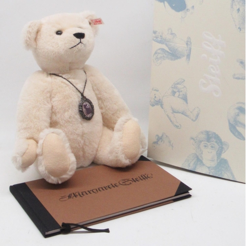 590 - Steiff: 'Margarete Scrap Book' teddy bear, white alpaca, with accompanying book and box