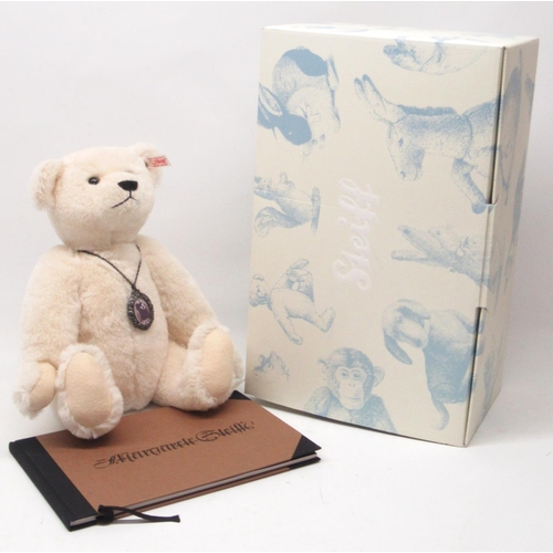 590 - Steiff: 'Margarete Scrap Book' teddy bear, white alpaca, with accompanying book and box