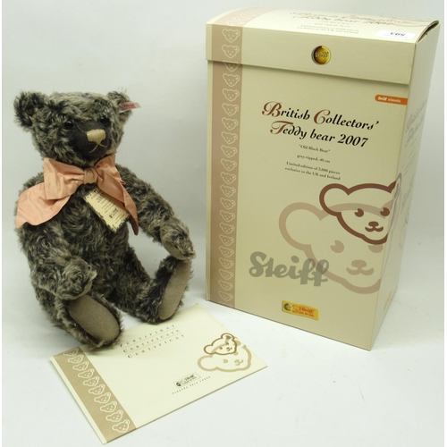 593 - Steiff: Old Black Bear', British Collectors' Teddy Bear 2007, grey-tipped mohair, limited edition of... 