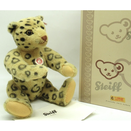 596 - Steiff: 'Teddy Bear Leopard', leopard print alpaca, limited edition of 2008, H40cm, with box and cer... 